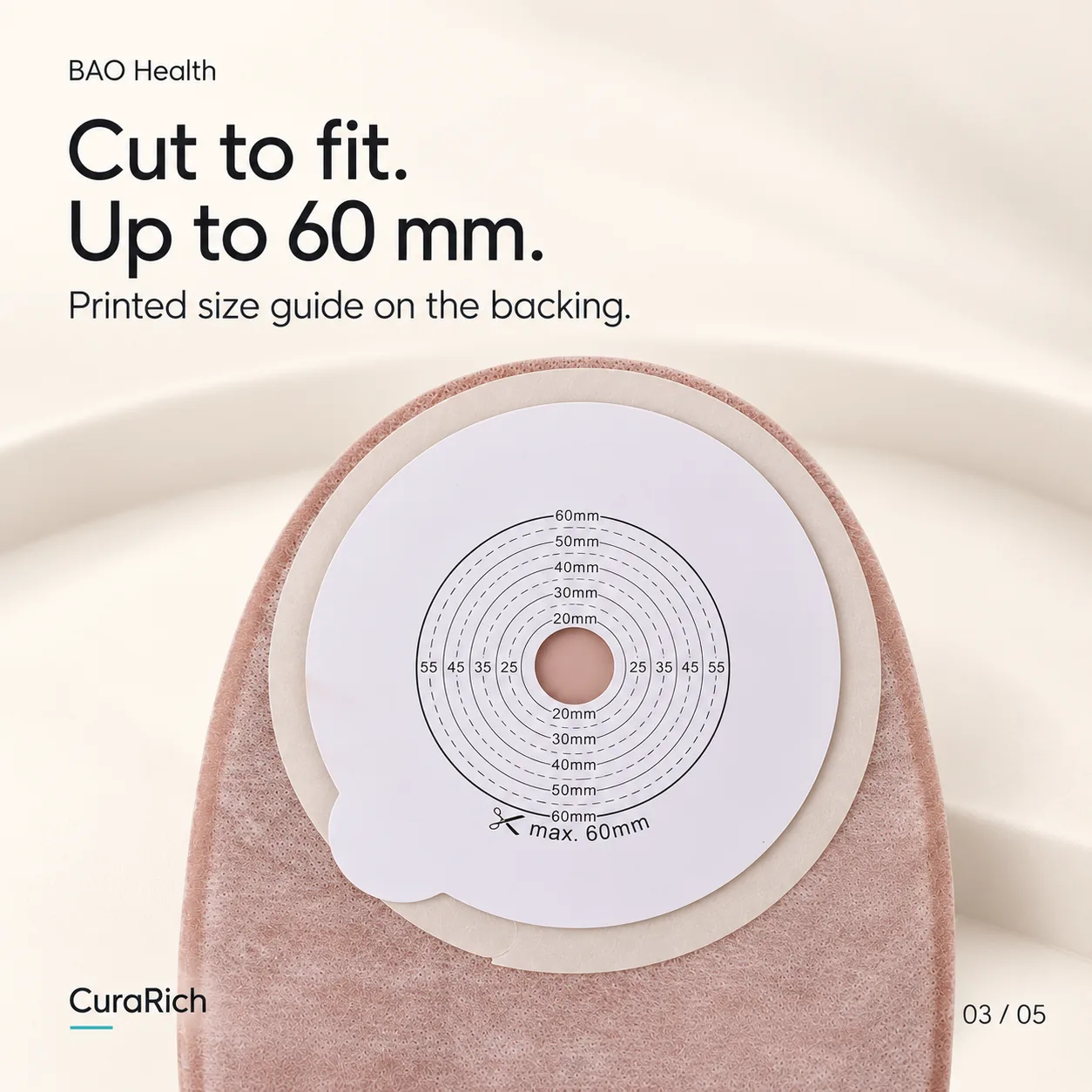 BAO Health 102BNC One-Piece Drainable Colostomy & Ileostomy Pouch – Cut-to-Fit up to 60 mm, Clamp Closure, Pack of 10